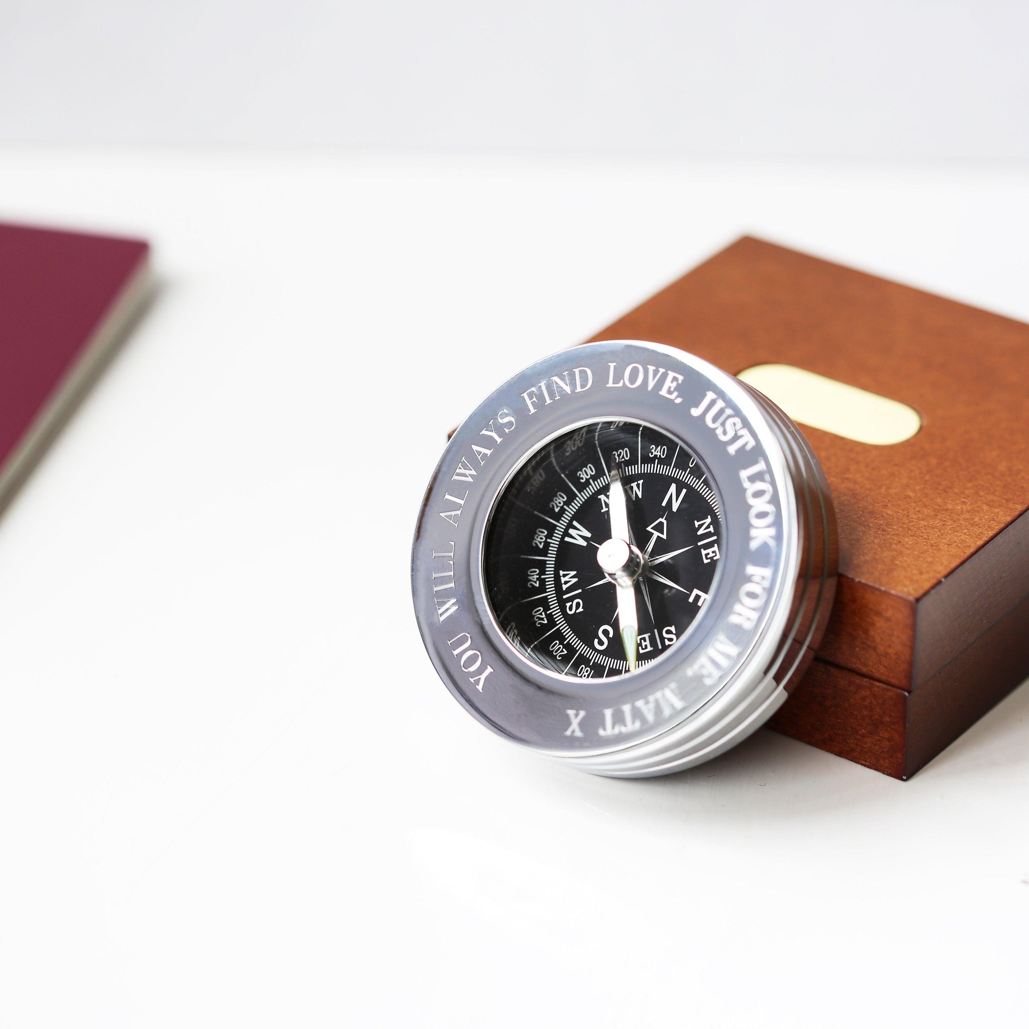 Compass Personalised With Timber Box - Lantern Space