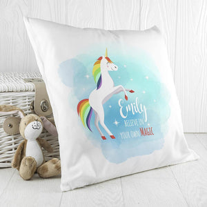 Personalised Rainbow Magic Unicorn Cushion Cover - Lantern Space