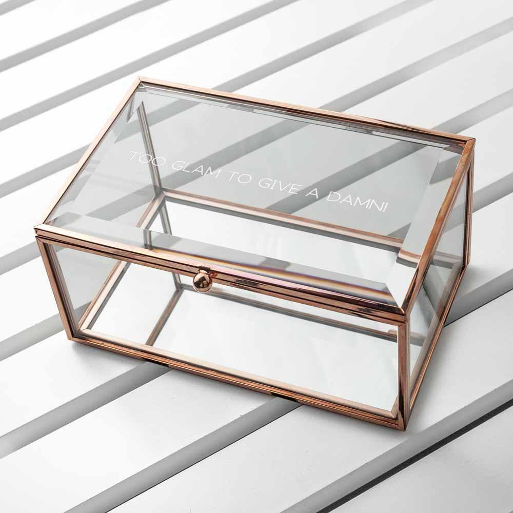 Personalised Rose Gold Glass Jewellery Box - Lantern Space