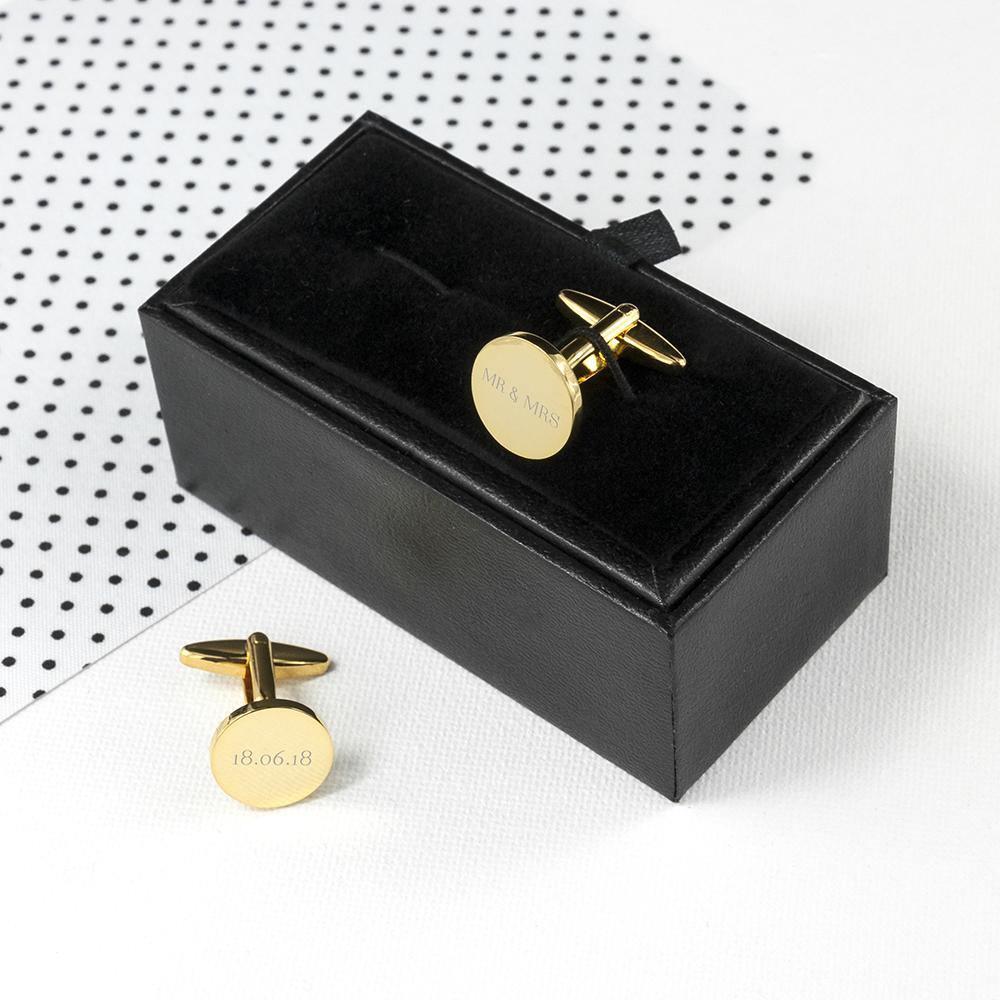 Personalised Round Gold Plated Cufflink - Lantern Space