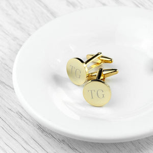 Personalised Round Gold Plated Cufflink - Lantern Space