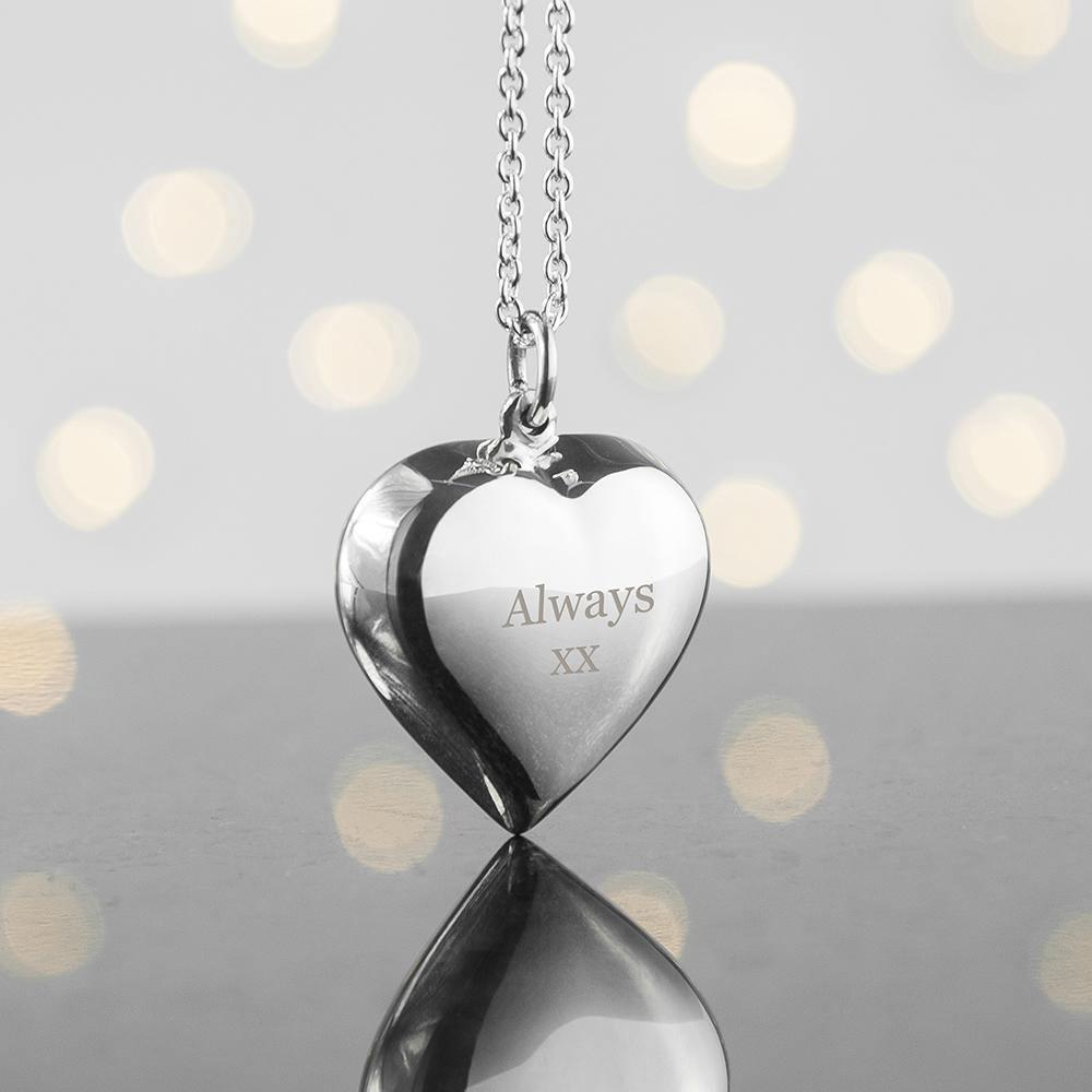 Personalised Silver Heart Necklace - Lantern Space
