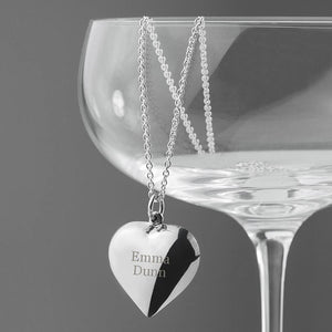 Personalised Silver Heart Necklace - Lantern Space
