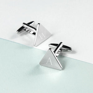 Personalised Triangle Silver Plated Cufflinks - Lantern Space